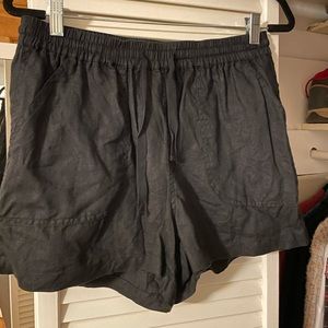 Quince High Waisted Black Linen Shorts with Pockets